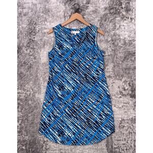 Jude Connally Dress Small Womens Jude Cloth Fabric Blue Abstract Sleeveless